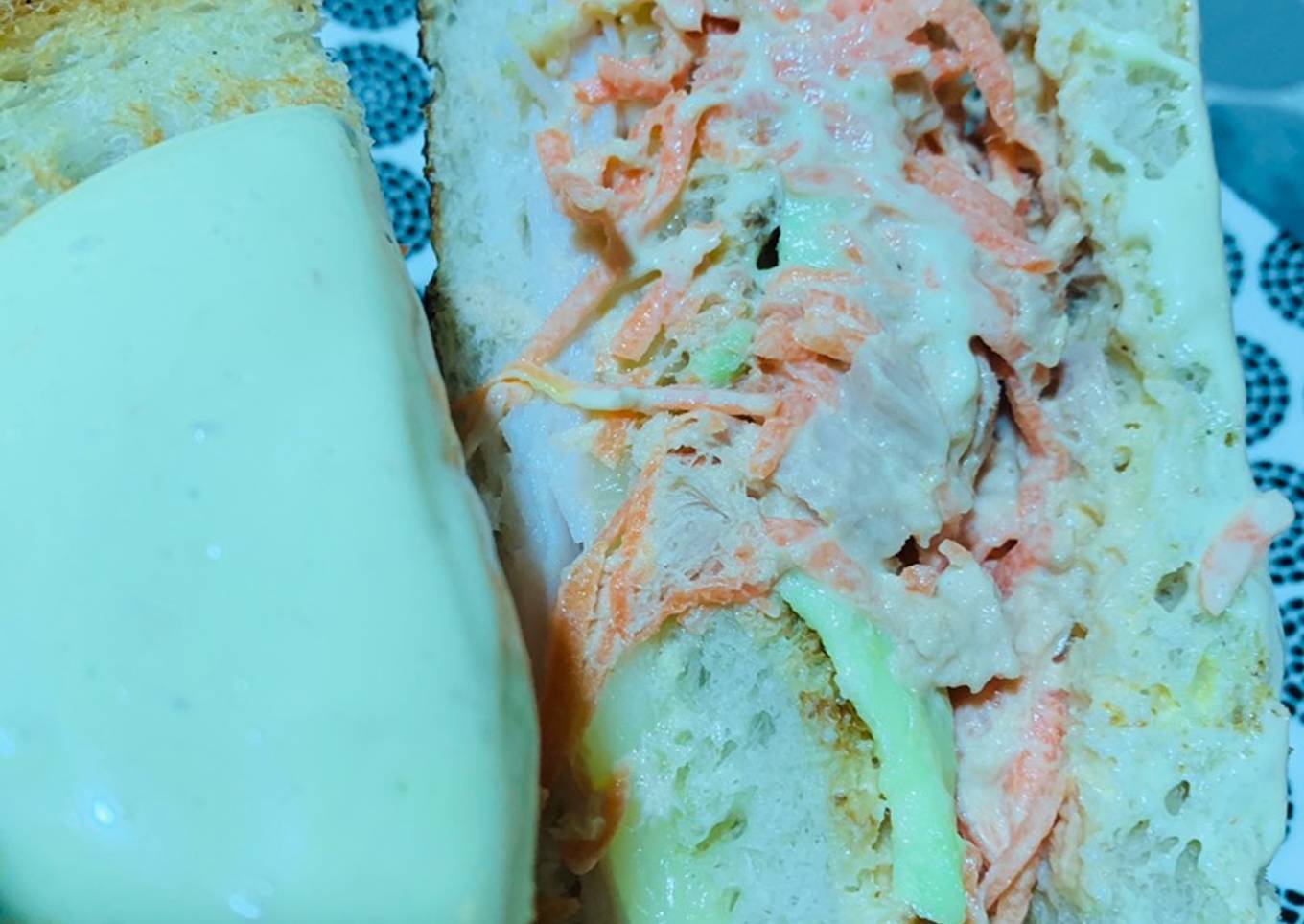 Americano de pavo y atún con mahonesa de aguacate🥑🥑