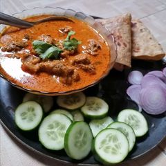 Mughlai mutton zafrani korma A picture of Mughlai mutton zafrani korma.