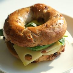 Fresh and Flavorful Brunch | Mushroom Cheese Bagel Sandwich 🥯 A picture of Fresh and Flavorful Brunch | Mushroom Cheese Bagel Sandwich 🥯.