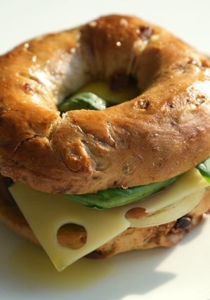 A picture of Fresh and Flavorful Brunch | Mushroom Cheese Bagel Sandwich 🥯.