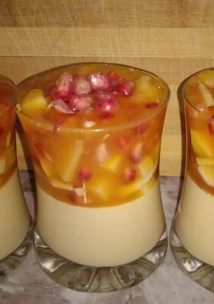 صورة لوصفة تحلية بكريمه البرتقال والفواكه