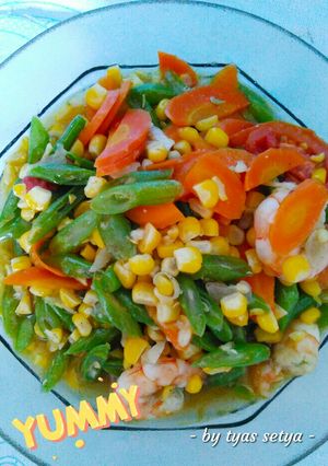 Foto resep Tumis Buncis, Jagung Manis, Wortel, Udang