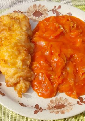 Paradicsomos káposzta, párizsias csirkemellel recept fotója