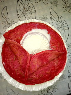 A picture of Red velvet pancakes.