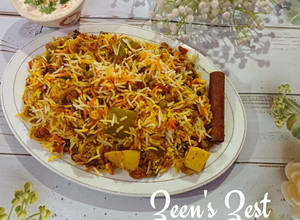 A picture of Mixed Vegetable Biryani.