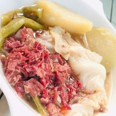 A picture of Corned Beef and Veggies in Broth : Modern Nilaga Soup - Canned Goods Leveled Up #lockdown.