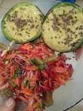 Zapallitos rellenos de amaranto y crema de choclo + Ensalada nutritiva