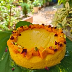 A picture of Kesar mango Bhapa Doi.