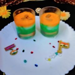 China grass TRI COLOR AGAR AGAR PUDDING FOR INDEPENDENCE DAY A picture of China grass TRI COLOR AGAR AGAR PUDDING FOR INDEPENDENCE DAY.