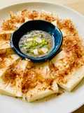 Microwave Steamed tofu with sesame dip