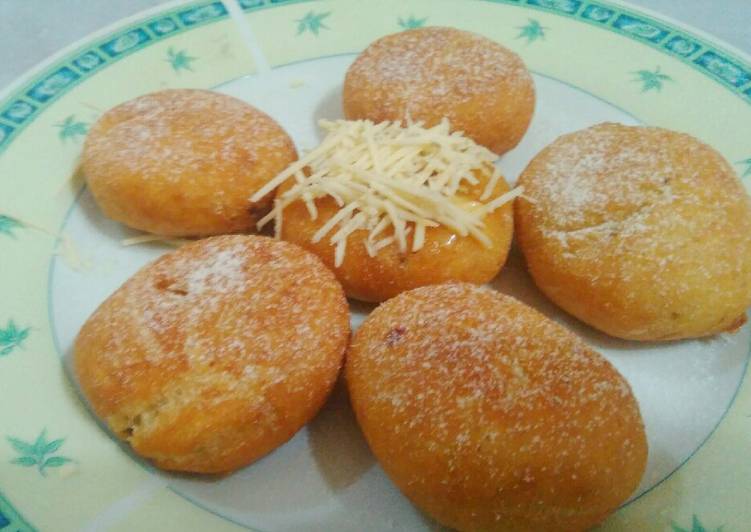 Donat kentang isi meses cokelat & keju 🍩🍫🧀