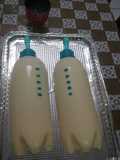 Gelatina azul con blanco de leche artística