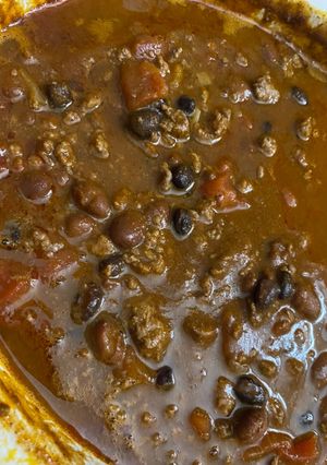 A picture of Slow cooker pumpkin chili.