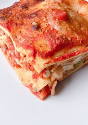 Une photo de Lasagnes poulet basquaise