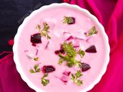 A picture of beet root raita