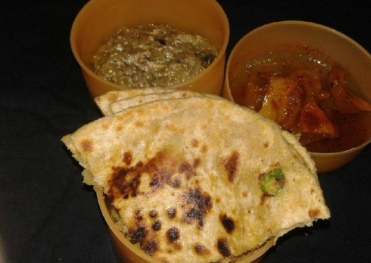 Sattu stuffed paratha with baingan bharta