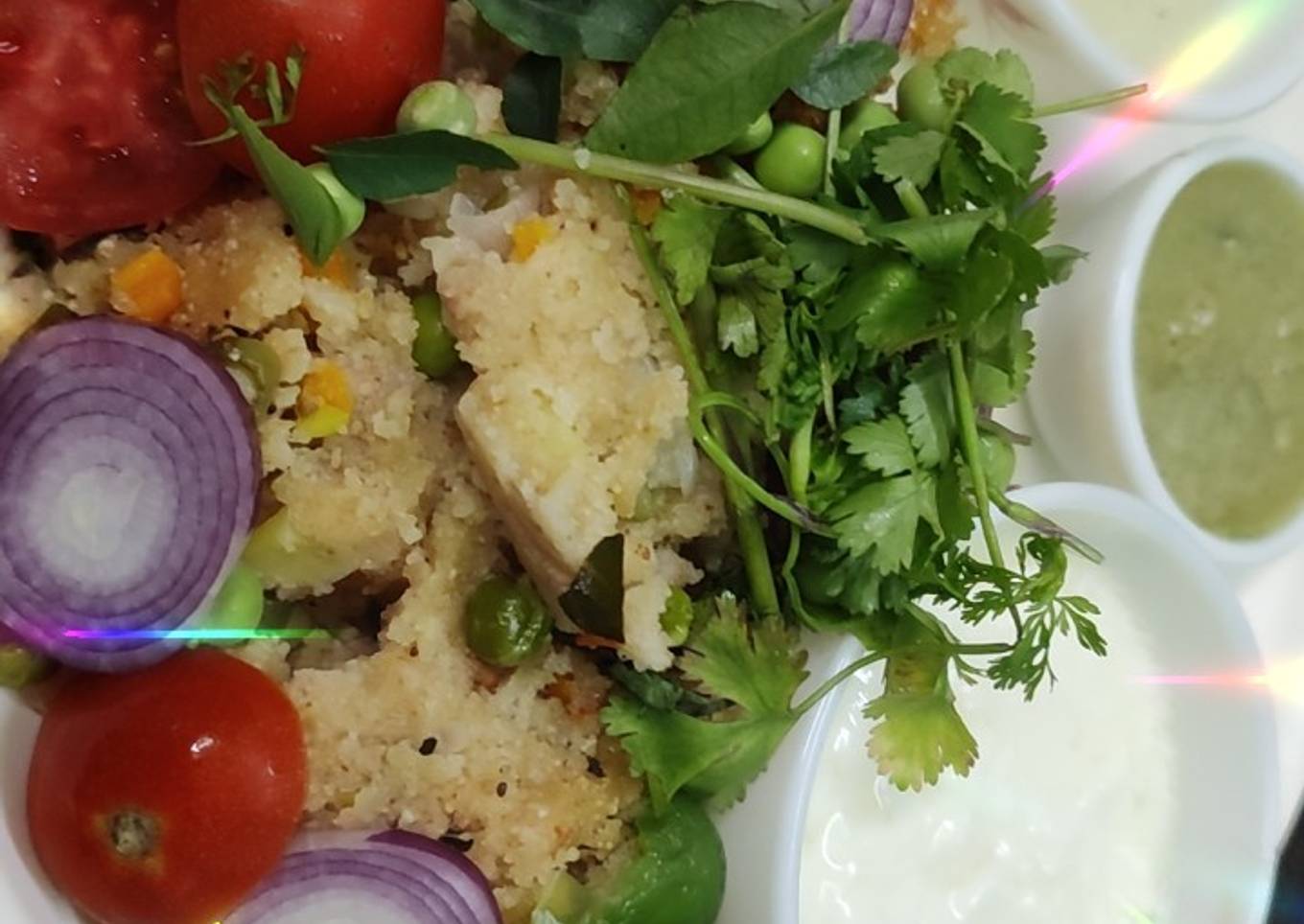 Jowar vegetable upma rava coconut chutney