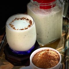 A picture of Buttermilk/ sugar cane juice/ lemon sharbat masala.