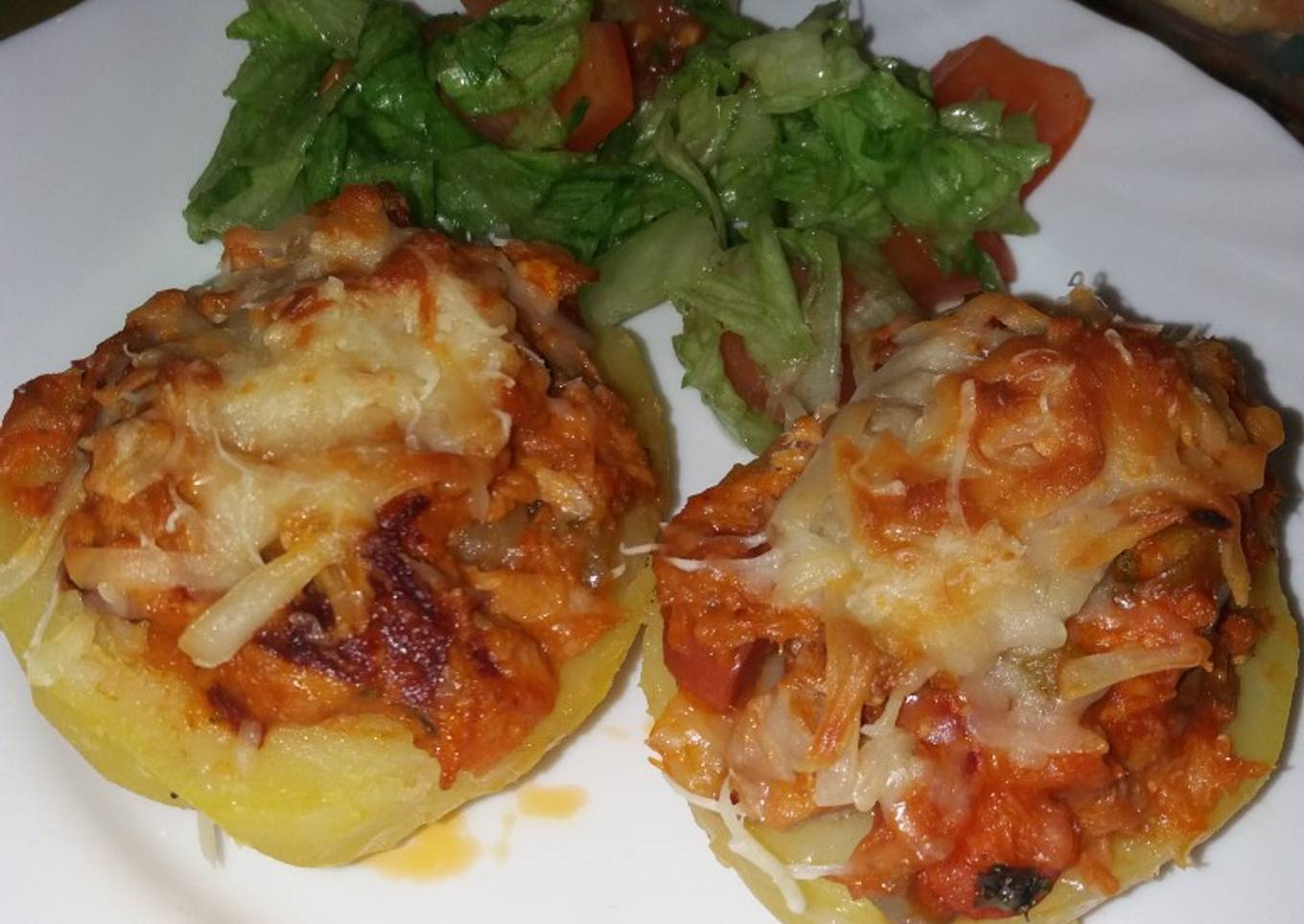 Patatas rellenas y gratinadas