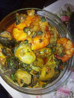 A picture of Beau's Fisherman soup.