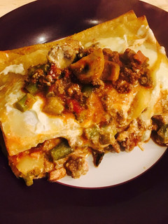 A picture of Lasagna (with some sneaky extra vegetables).