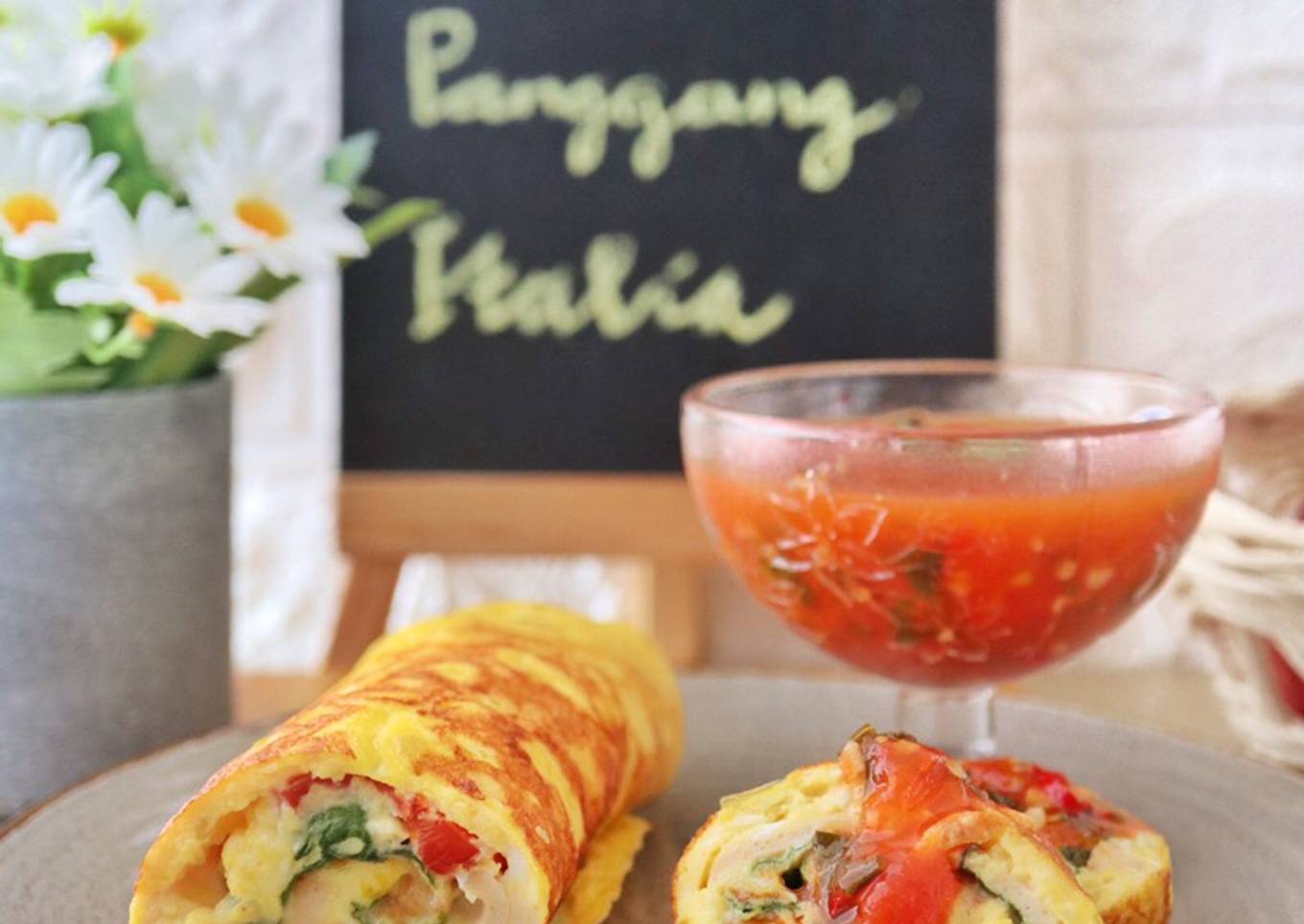 Omelette Panggang Italia (Frittata) Gulung dg Sambal Kemangi