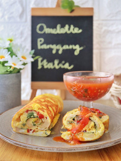 Foto resep Omelette Panggang Italia (Frittata) Gulung dg Sambal Kemangi