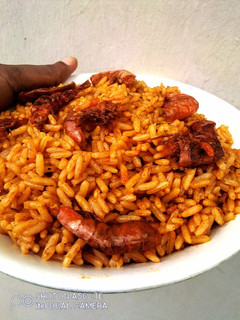 A picture of Sea Food Jollof Rice.