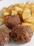Polpette di carne fritte e patate al forno