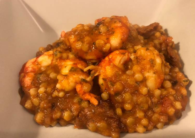 Fregola con gamberoni