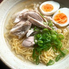 A picture of Leftover Roast Chicken Ramen Soup.