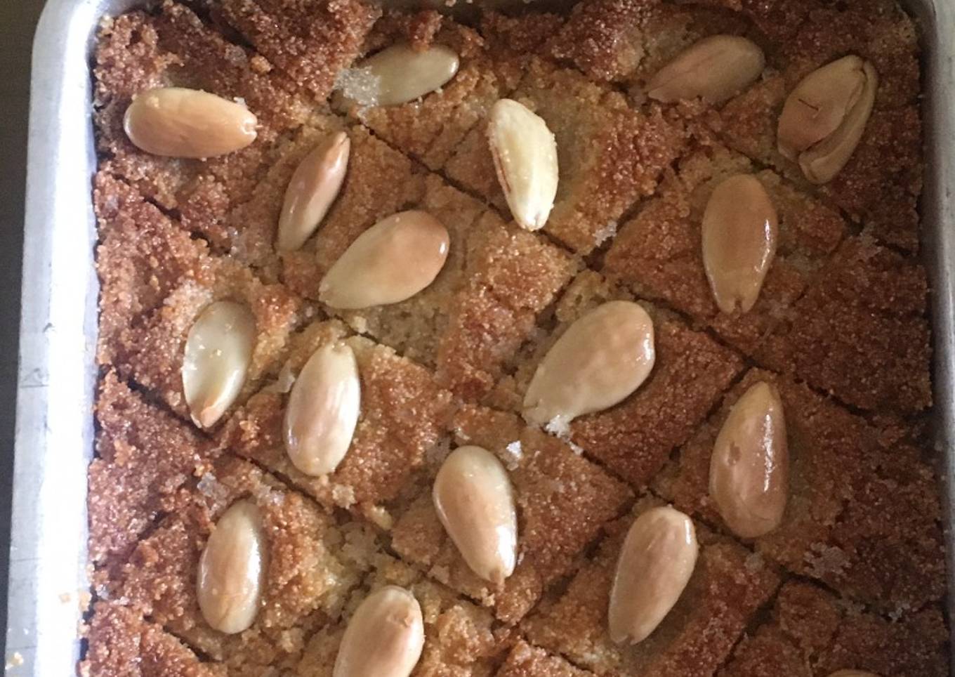 Basbousa (coconut and suji cake)