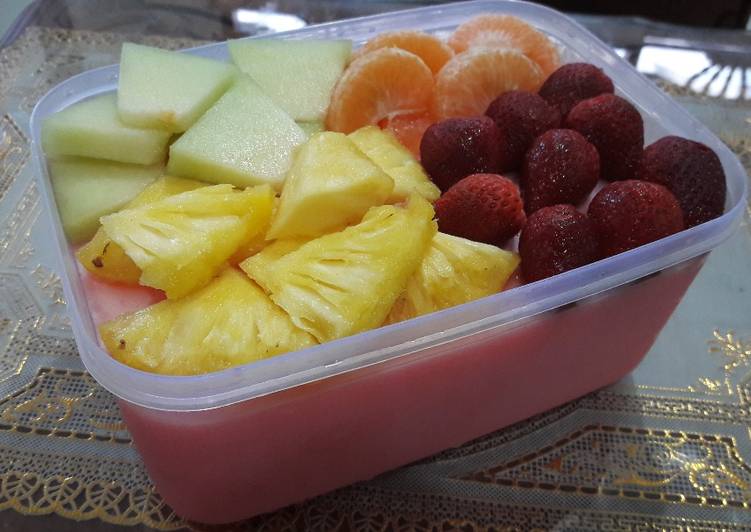 Bahan Puding susu strawbery lapis buah😘😘 | Bahan Membuat Puding susu strawbery lapis buah😘😘 Yang Sedap