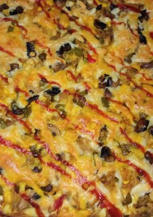 عکسی از دستور پیتزا مرغ و قارچ😋