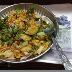 A picture of Suji pasta with chaat.