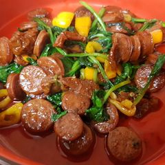 A picture of My Mild Chorizo with sun dried tomatoes and Peppers.