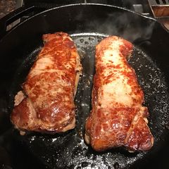 A picture of Cast iron grilled steak.