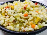 Mote salteado con verduras
