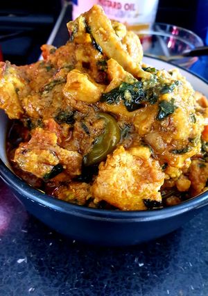 A picture of My chicken and spicey spinach curry 👌🌶🤤👍🍗.