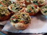 Tartelitas de puerro y morrón rojo y verde