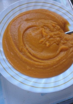 A picture of Pumpkin carrot soup.