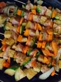 Brocheta de verduras y pechuga de pollo!!