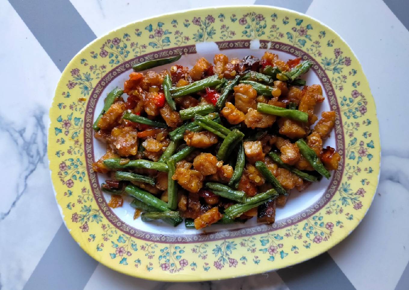 Tumis Kacang Panjang dan Tempe