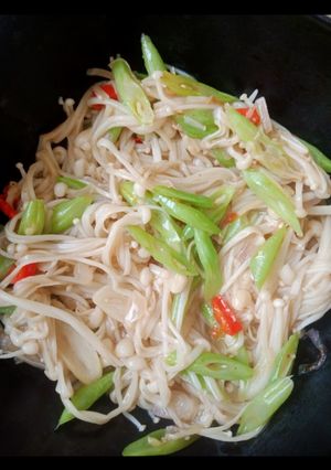 Foto resep Tumis jamur enoki + buncis