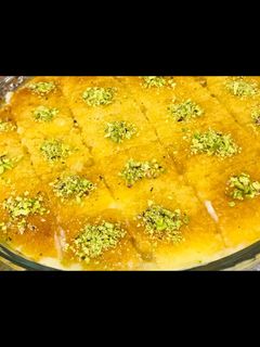 صورة لوصفة بسبوسة بالقشطة 🥧