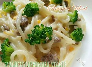 Foto resep Spaghety Carbonara with Meat and Veggie (MPASI 1y+)