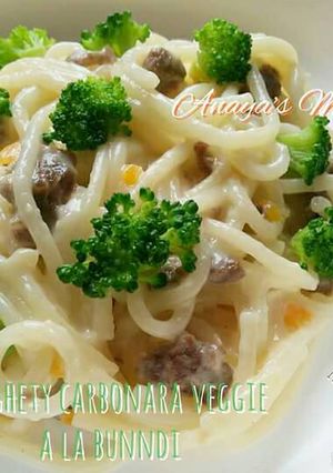 Foto resep Spaghety Carbonara with Meat and Veggie (MPASI 1y+)