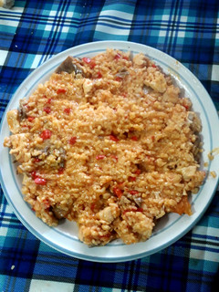 Una foto de Arroz con solomillo de pollo al curry