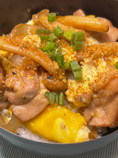 A picture of (Oyakodon) Japanese Chicken and Egg Rice Bowl.