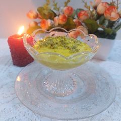 A picture of Mango with creamy curd cream.